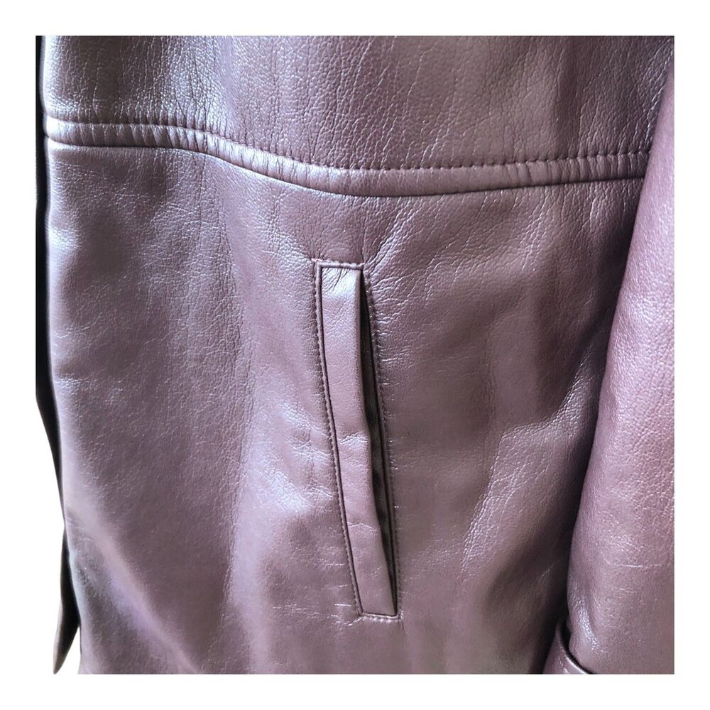 Chico's Chocolate Brown Corpcore Country Western Faux Leather Snap‎ Jacket  S - Picture 5 of 16